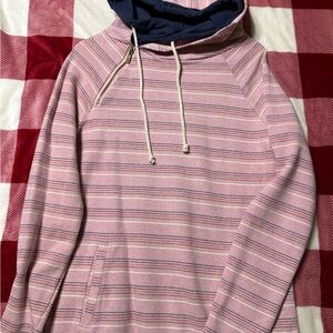 Striped Pink and Navy Hoodie Sweater